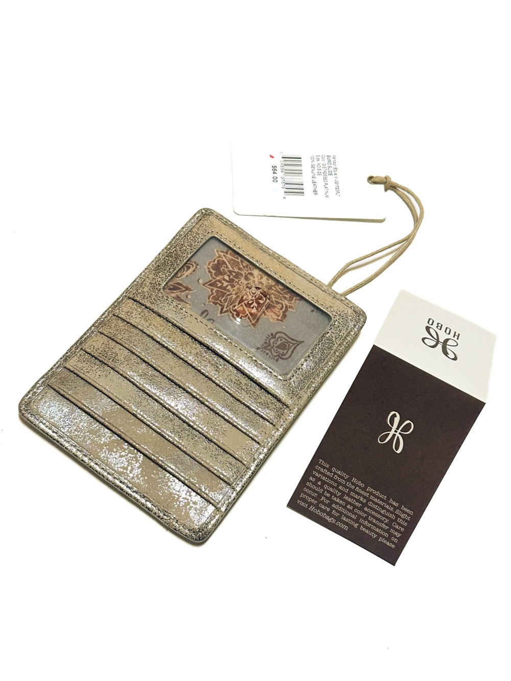 NWT Hobo Deadstock Vintage Y2K Euro Slide Wallet Distressed Platinum Leather